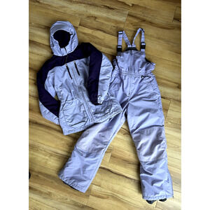 Girls Lands End Waterproof Fleece Lined Full Zip Jacket & Snowpants Size L 14